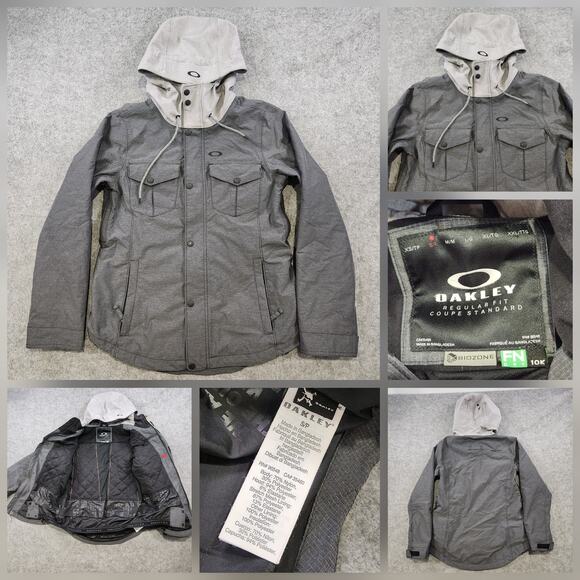 Oakley Jacket Mens S Small Gray FN Dry 10K Biozone Hooded Insulated Thinsulate - Picture 1 of 16